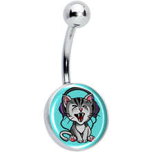 Load image into Gallery viewer, Heavy Metal Kitty Cat Belly Ring by Onyx O

