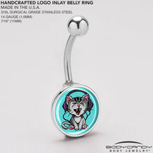Load image into Gallery viewer, Heavy Metal Kitty Cat Belly Ring by Onyx O
