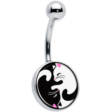 Load image into Gallery viewer, Cute Kitty Cat Yin Yang Belly Ring by Onyx O
