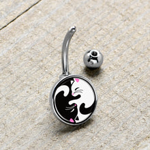 Load image into Gallery viewer, Cute Kitty Cat Yin Yang Belly Ring by Onyx O
