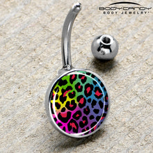 Load image into Gallery viewer, Rainbow Cheetah Print Belly Ring by Onyx O
