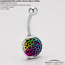 Load image into Gallery viewer, Rainbow Cheetah Print Belly Ring by Onyx O

