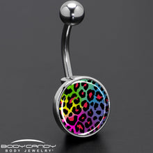 Load image into Gallery viewer, Rainbow Cheetah Print Belly Ring by Onyx O
