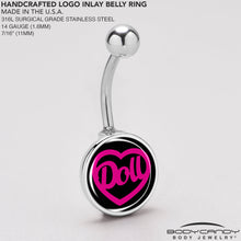 Load image into Gallery viewer, Hollow Heart Doll Word Belly Ring by Onyx O
