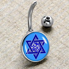 Load image into Gallery viewer, Floral Star of David Belly Ring by Onyx O

