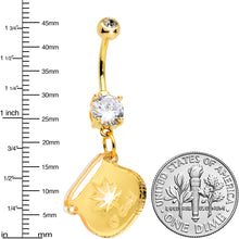 Load image into Gallery viewer, Clear Gem Gold Tone Pot of Gold 420 St Patricks Dangle Belly Ring
