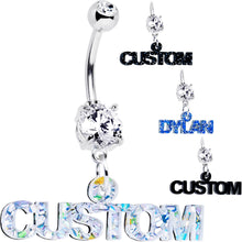 将图片加载到图库查看器，Custom Double Gem Personalized Name Belly Ring
