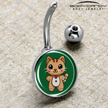 Load image into Gallery viewer, Christmas Holiday Gingerbread Kitty Cat Belly Ring by Onyx O

