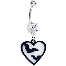 Load image into Gallery viewer, Flying Bat Heart Glow in the Dark Dangle Belly Ring by Onyx O
