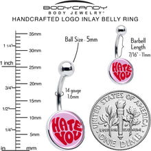 Load image into Gallery viewer, Retro Text Hate You Belly Ring by Onyx O
