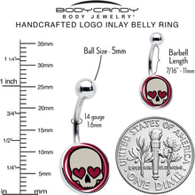 Load image into Gallery viewer, Valentine Heart Skull Belly Ring
