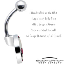 Load image into Gallery viewer, Valentine Heart Skull Belly Ring
