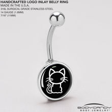 Load image into Gallery viewer, Black and White Kitty Cat Belly Ring by Onyx O
