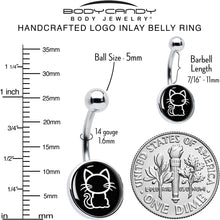 Load image into Gallery viewer, Black and White Kitty Cat Belly Ring by Onyx O
