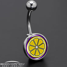 Load image into Gallery viewer, Yellow Slice of Lemon Belly Ring by Onyx O
