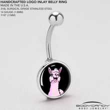 Load image into Gallery viewer, Pink Happy Llama Belly Ring by Onyx O
