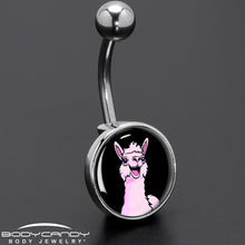 Load image into Gallery viewer, Pink Happy Llama Belly Ring by Onyx O
