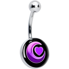 Load image into Gallery viewer, Crescent Moon Heart Belly Ring by Onyx O
