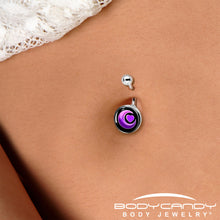 Load image into Gallery viewer, Crescent Moon Heart Belly Ring by Onyx O
