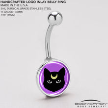 Load image into Gallery viewer, Black Mystic Kitty Cat Belly Ring by Onyx O

