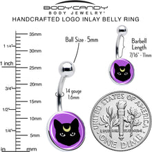 Load image into Gallery viewer, Black Mystic Kitty Cat Belly Ring by Onyx O
