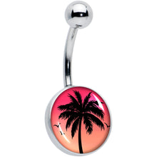 Load image into Gallery viewer, Red Sunset Palm Tree Belly Ring by Onyx O
