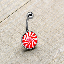 Load image into Gallery viewer, Holiday Peppermint Candy Belly Ring

