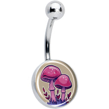 Load image into Gallery viewer, Artist Drawn Pink Mushrooms Belly Ring by Onyx O
