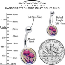 Load image into Gallery viewer, Artist Drawn Pink Mushrooms Belly Ring by Onyx O
