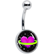 Load image into Gallery viewer, Heart Planet Belly Ring by Onyx O

