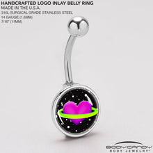 Load image into Gallery viewer, Heart Planet Belly Ring by Onyx O
