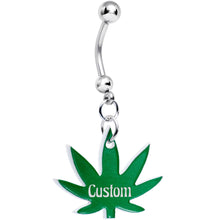 Load image into Gallery viewer, Custom Marijuana Pot Leaf Personalized Dangle Belly Ring

