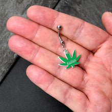 Load image into Gallery viewer, Custom Marijuana Pot Leaf Personalized Dangle Belly Ring
