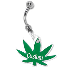 Load image into Gallery viewer, Custom Marijuana Pot Leaf Personalized Dangle Belly Ring
