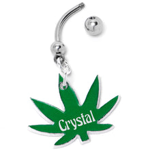 Load image into Gallery viewer, Custom Marijuana Pot Leaf Personalized Dangle Belly Ring
