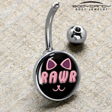 将图片加载到图库查看器，RAWR Kitty Cat Belly Ring by Onyx O
