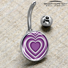 Load image into Gallery viewer, Purple Retro Heart Belly Ring by Onyx O
