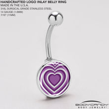 Load image into Gallery viewer, Purple Retro Heart Belly Ring by Onyx O
