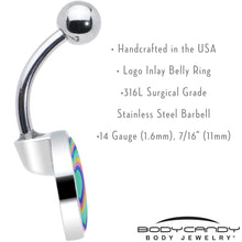 Load image into Gallery viewer, Rainbow Retro Heart Belly Ring by Onyx O
