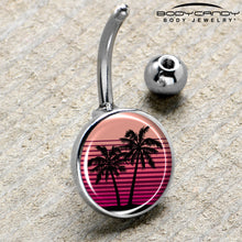 将图片加载到图库查看器，Palm Tree Retro Sunset Belly Ring by Onyx O
