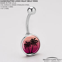 将图片加载到图库查看器，Palm Tree Retro Sunset Belly Ring by Onyx O
