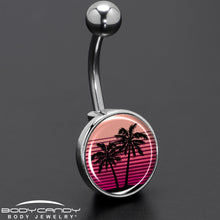 将图片加载到图库查看器，Palm Tree Retro Sunset Belly Ring by Onyx O
