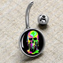 Load image into Gallery viewer, Ultra Bright Melting Skull Belly Ring by Onyx O
