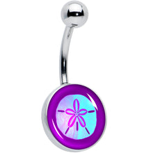 Load image into Gallery viewer, Purple Nautical Sand Dollar Belly Ring by Onyx O
