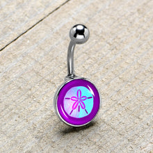 Load image into Gallery viewer, Purple Nautical Sand Dollar Belly Ring by Onyx O
