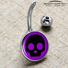Load image into Gallery viewer, Purple Black Simple Skull Belly Ring by Onyx O
