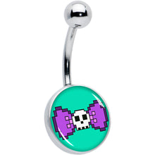 将图片加载到图库查看器，Retro Pixel Skull Belly Ring by Onyx O
