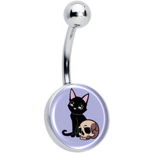将图片加载到图库查看器，Skull Cat Belly Ring by Onyx O
