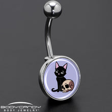 将图片加载到图库查看器，Skull Cat Belly Ring by Onyx O

