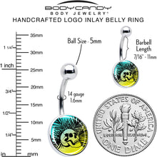 Load image into Gallery viewer, Blue Haze Sunset Skull and Palms Belly Ring by Onyx O
